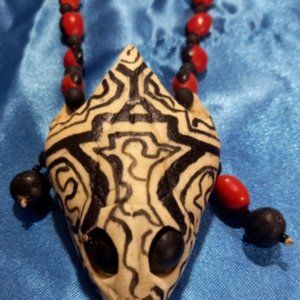 Handmade shaman necklace with natural seeds from the Amazon jungle